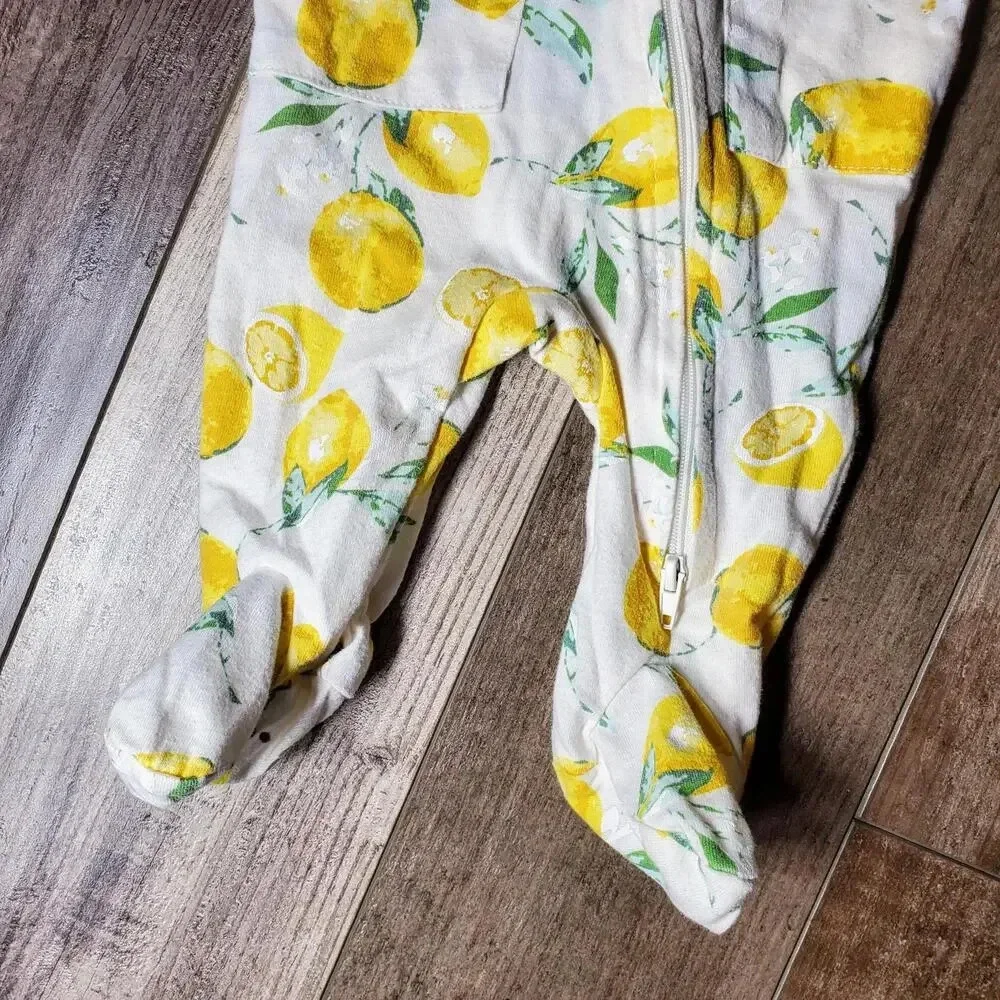 Jessica Simpson Baby Girl Lemon Footed Sleeper Pajamas Size 0/3M